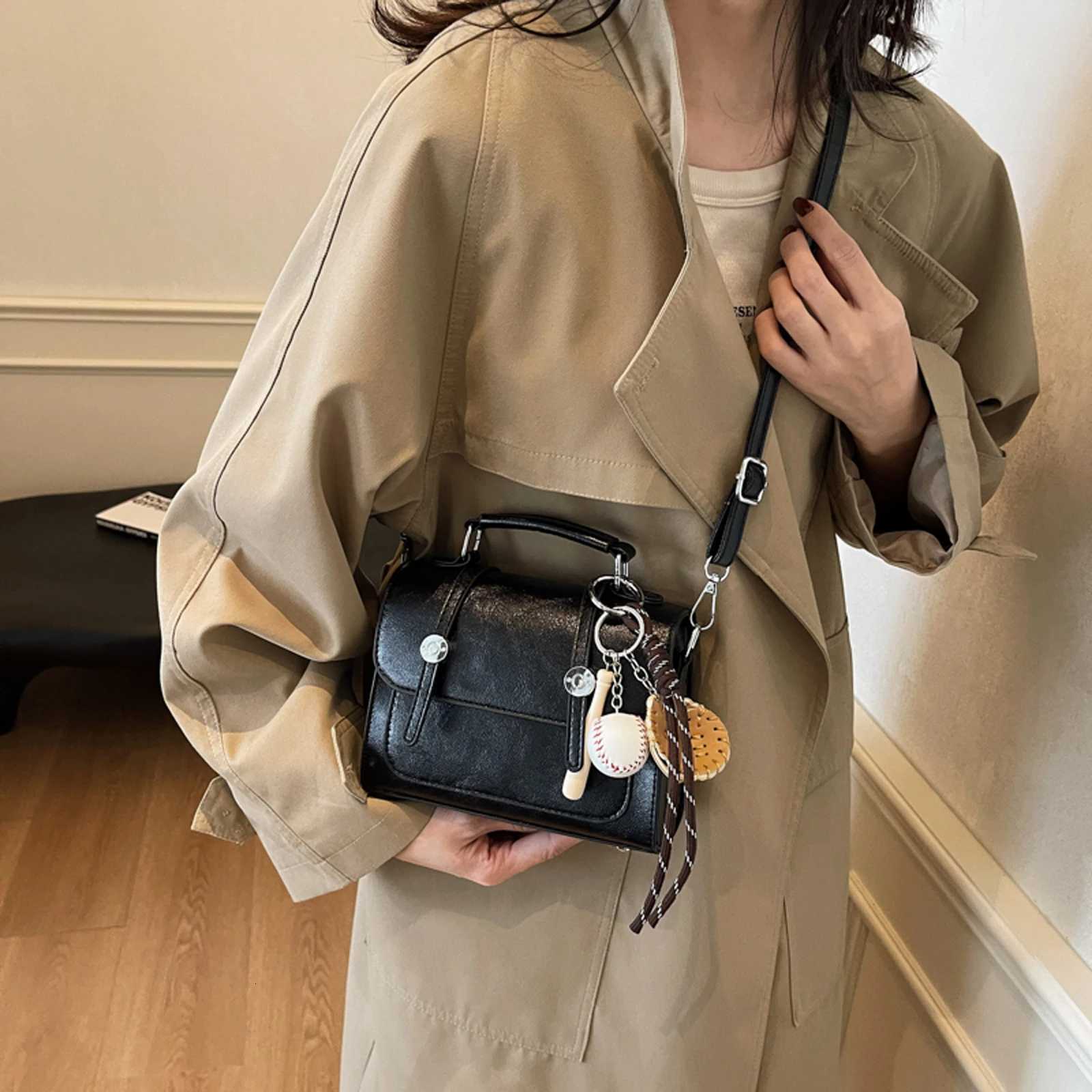 Mini Boston Top-handle Bags for Women PU Leather Solid Color Crossbody Bag with Base Ball Pendant 2025 New Luxury Handbags K251110
