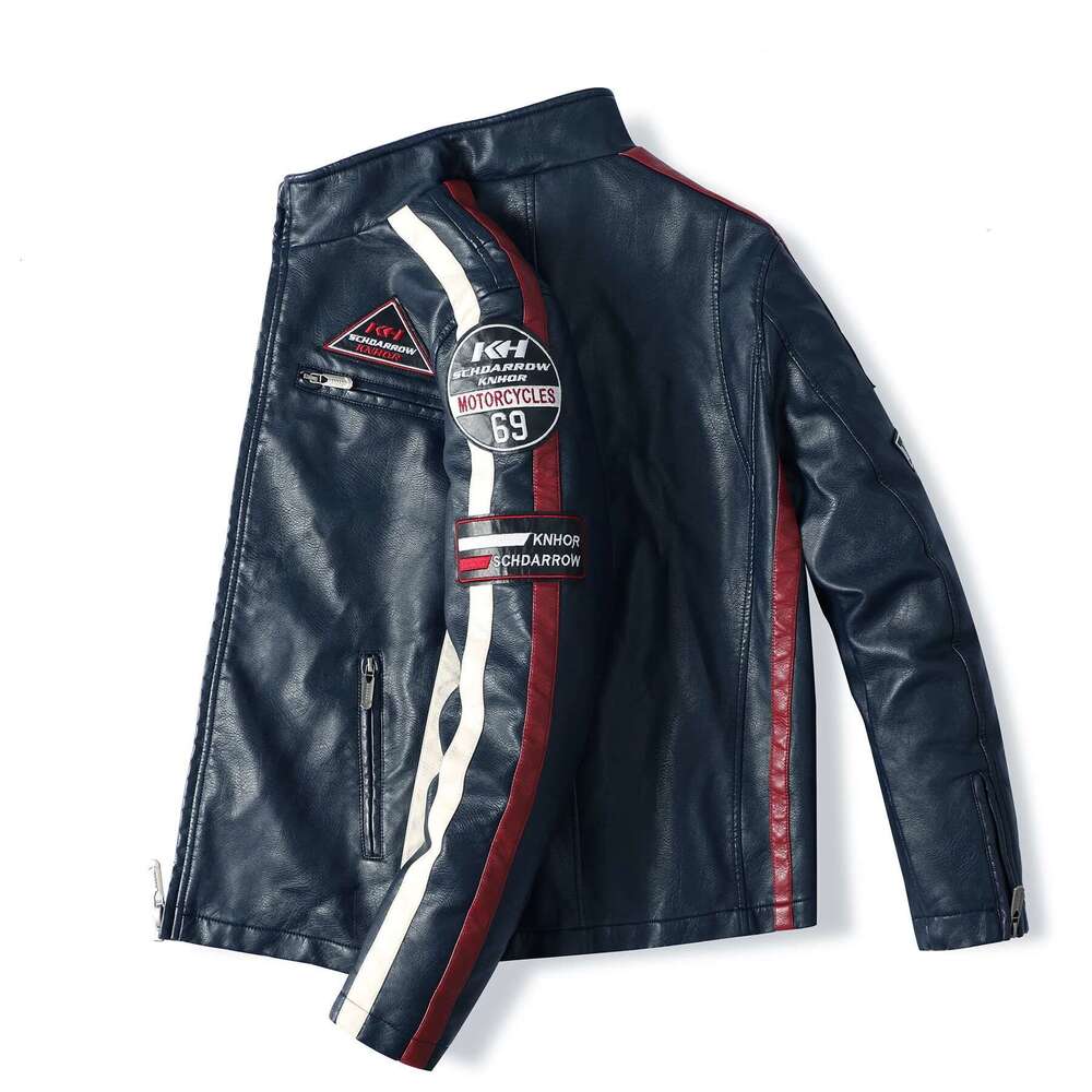 Men's Motorcycle Racing Suit PU Leather Label Color Jacket