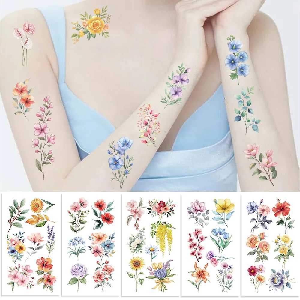 10 pieces/set of colorful temporary tattoo stickers waterproof sunflower bouquet artistic tattoo stickers decorative party gifts W250410