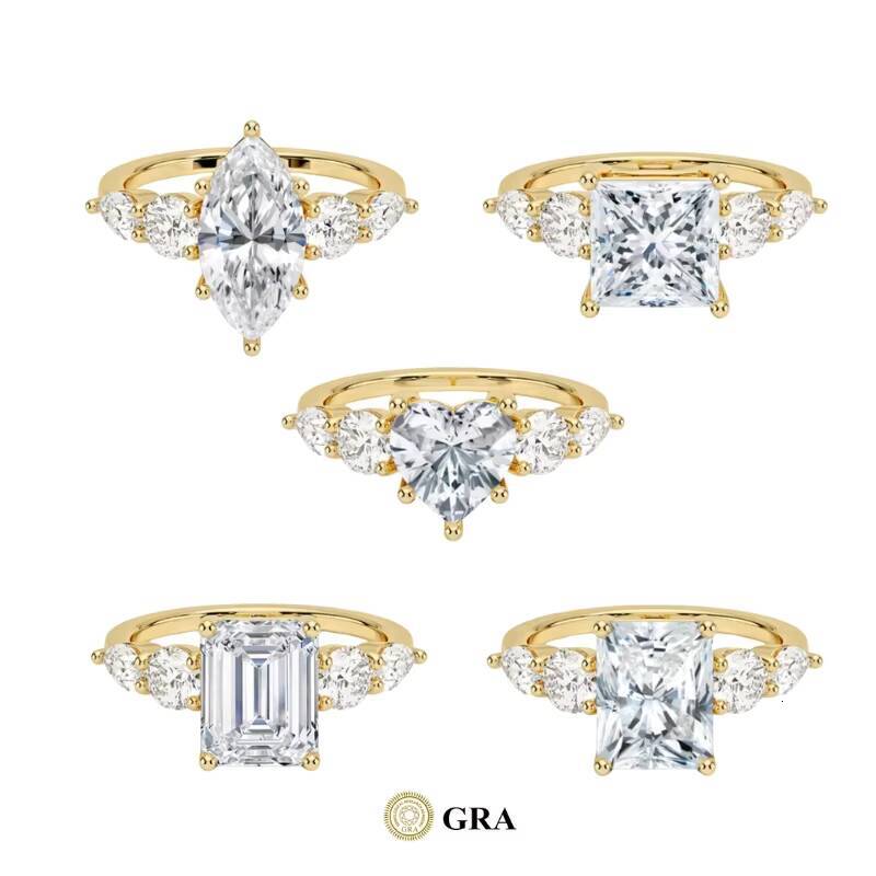 Classic S925 Silver Sterling Total Moissanite Jewelry Rings 1ct Round Cut Gold Diamond Wedding Moissanite Ring