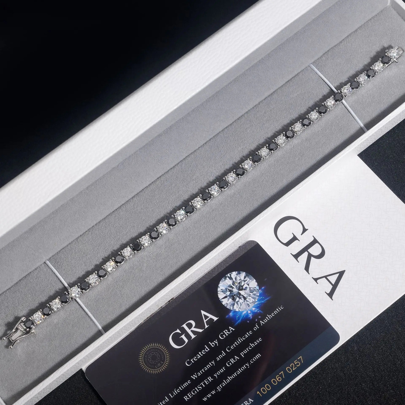 EWYA GRA Certified Real 3/4/5/6.5MM Black White Full Tennis Bracelet for Men Women Original 925 Silver Link Bracelets 250408