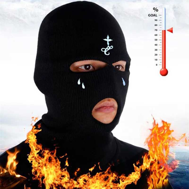 2025 Cross Embroidery Ski Mask Winter Balaclava Hat 3-Hole Knitted Full Face Cover Neck Gaiter Warm Beanie for Outdoor SportXJ251110