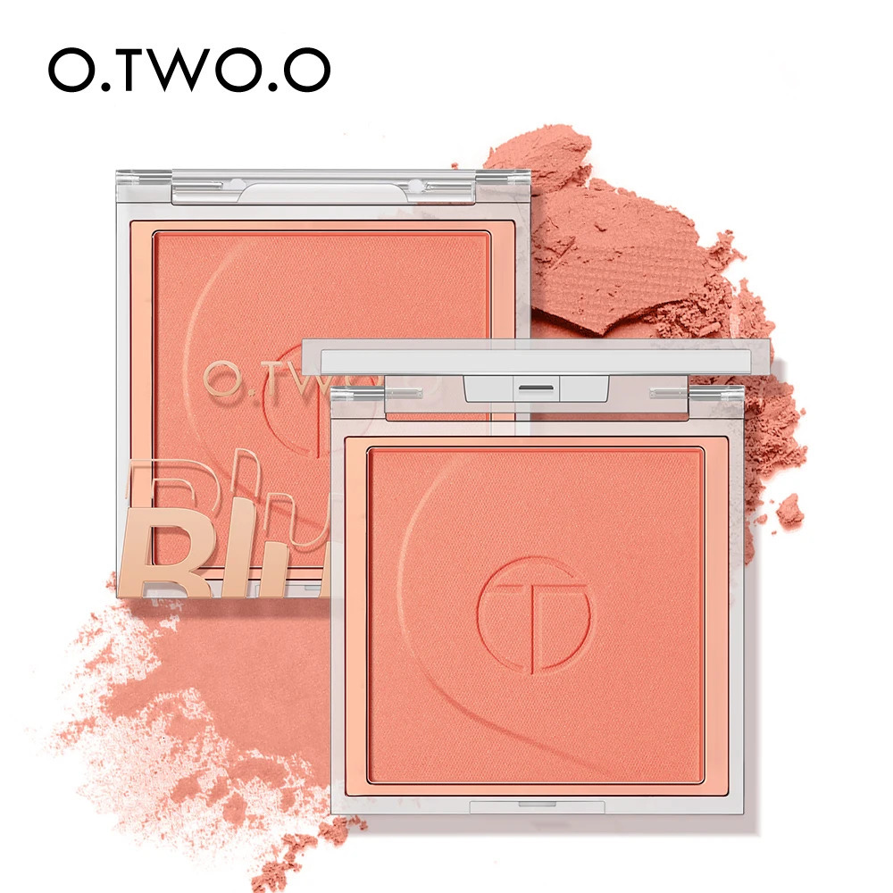 O Two of them Coral pink makeup powder blusher mineral soft blush natural cheek contour palette shadow matte 250325