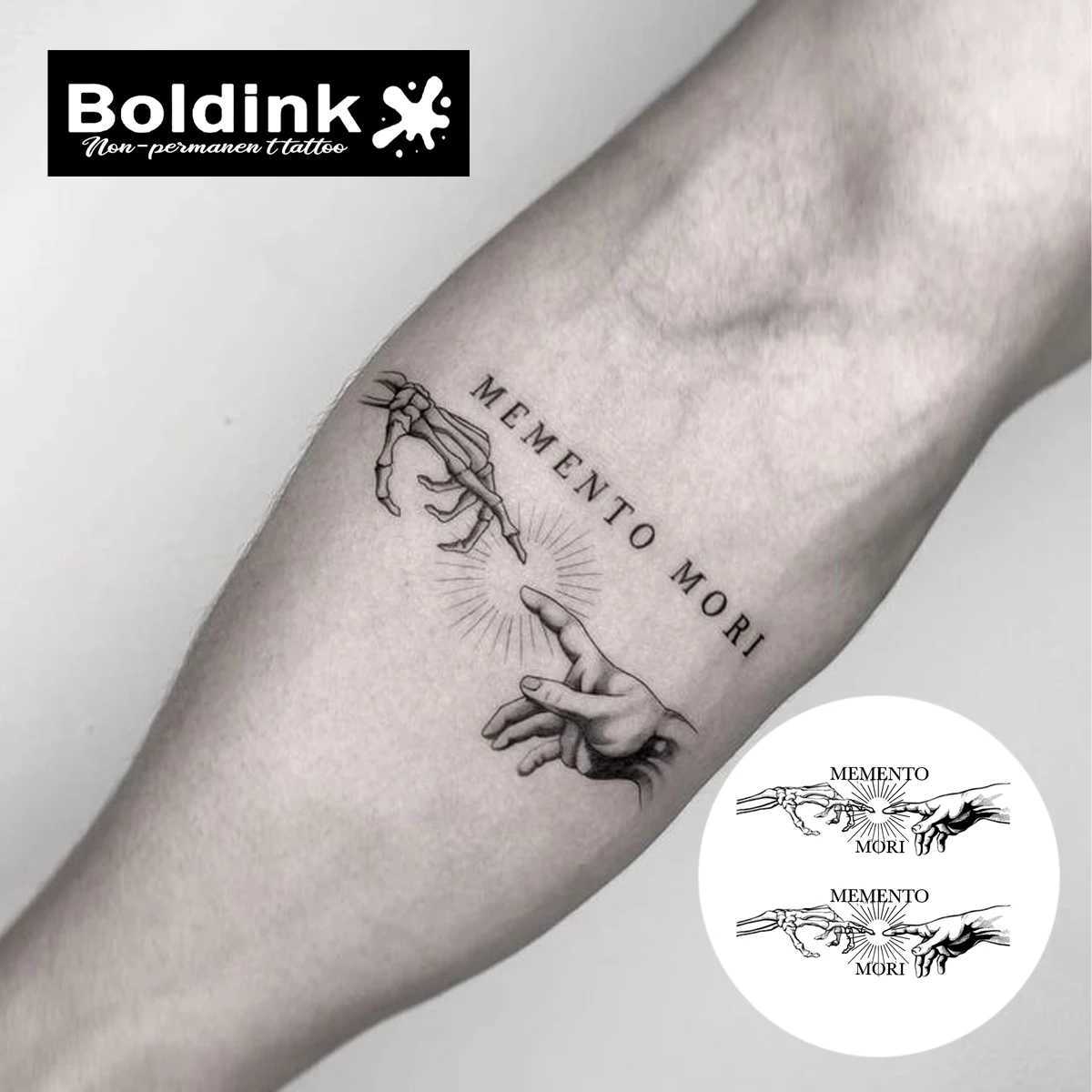 Boldink Memento Mori Hand Temporary Tattoo Lasting for 15 Days with New Technology Waterproof Semi Permanent Stickers W250410