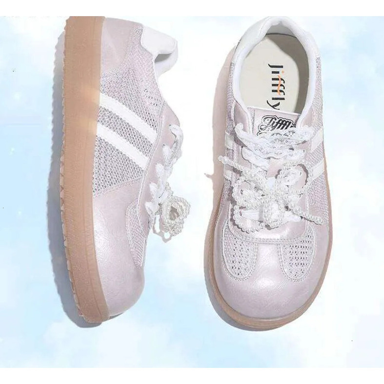 Jifffly Women's Training Shoes 2025 New Fashion Versatile Thick Sole Breathable Lace Mesh White Sneakers