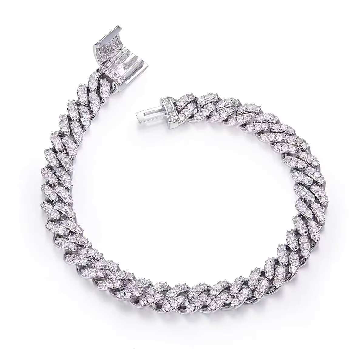 925 Sterling Silver Plated 18k Gold Iced Out Hip Hop Cuban Link Bracelet Rapper Jewelry 10MM Moissanite Cuban Chain for Men