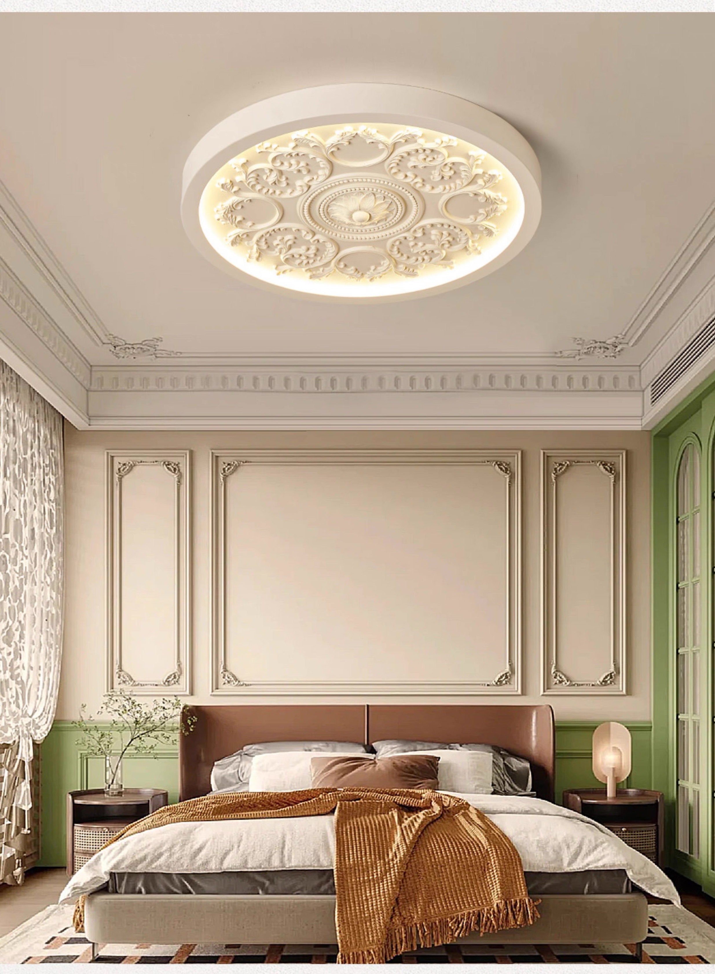 White Flower ceiling Lights Fixture French Palace Vintage Ceiling Lamps High End Bedroom Study Dining Room Surface Mounted Elegant White Floral Pendan