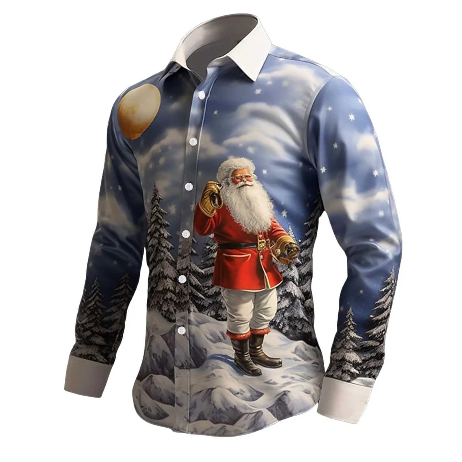 Christmas element Mens Long Sve Shirt Santa Claus Funny 3D Celebration Merry Christmas Party Top Unisex Clothing Q251110