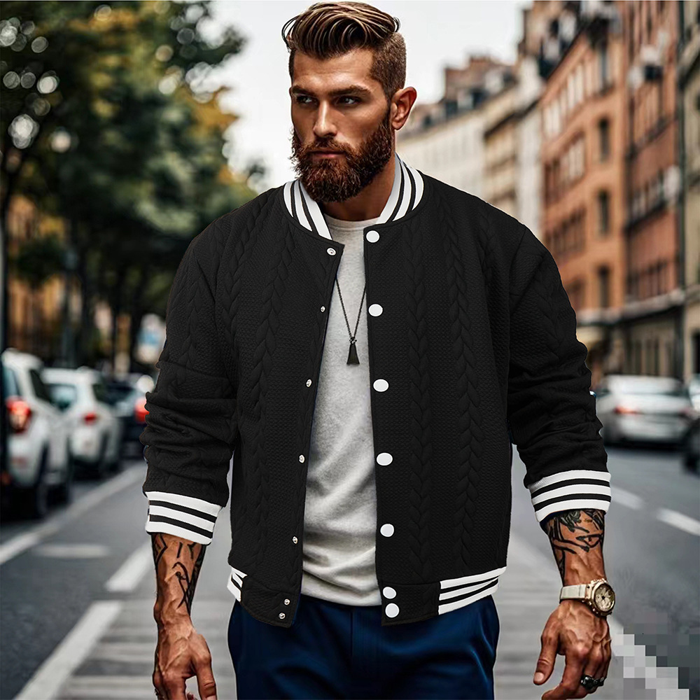2024 Autumn/Winter American New Round Neck Buckle Design Set Fashion Trend Loose and Versatile Cardigan Baseball Jacket