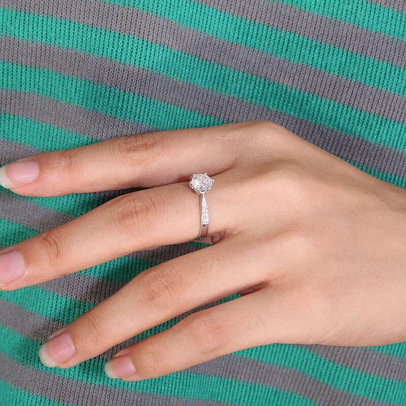 1.0ct DE Color Round Excellent Cut CVD Lab Grown Diamond Engagement Ring 14K White Gold