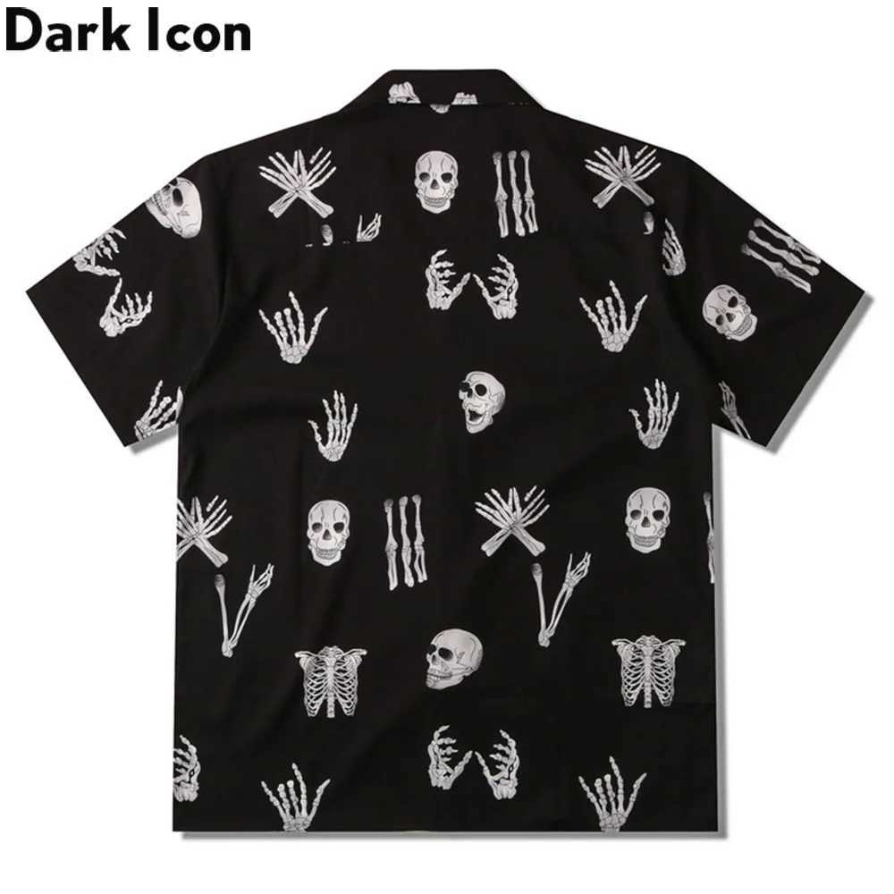 Black skull shirt mens summer retro street mens shirt mens shirt X250410