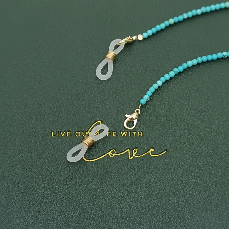 Lili Ji Blue Eyewear Chain ite Turquoise Bead Fashion Womens Outdoor Sunglasses Accessories Necklace Mask Hanging Rope 250409