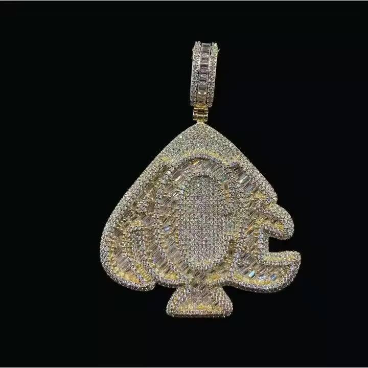 Moissanite VVS Hip Hop Round Baguette Cut Diamond Pendant Ice Out Letter Mens 925 Sterling Silver