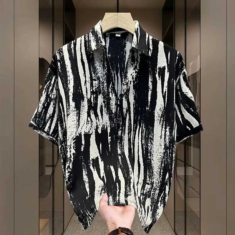 EleGant and fashionable Harajuku slim fit Ropa Hombre loose casual sports full matching T-shirt printed thin short sLeeved shirt X250410