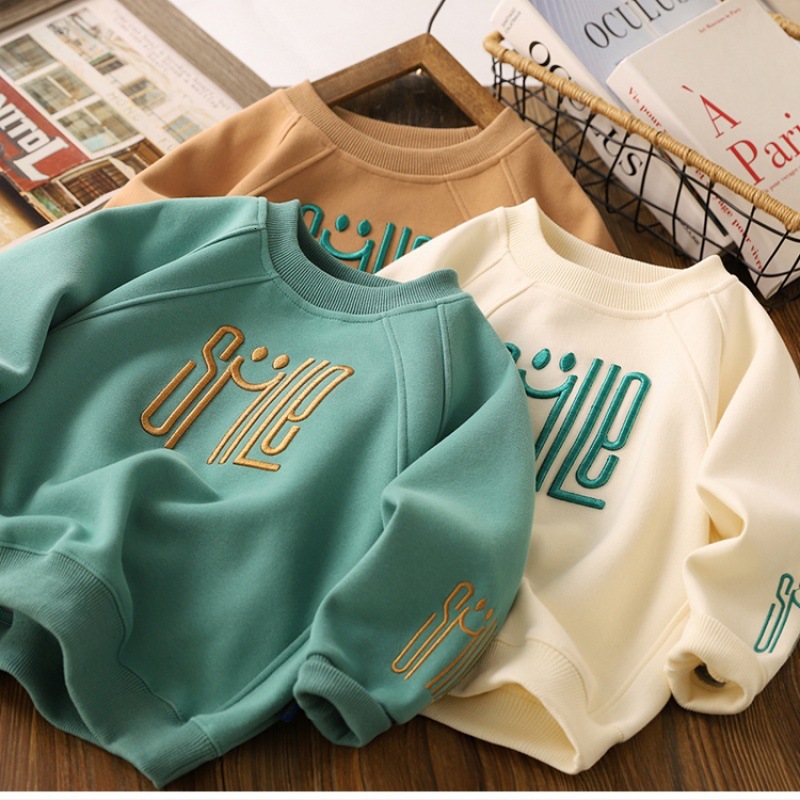 GS- Ddmyshoesvip Spring Hoodie Autumn New Style Middle And Large Children S Long Sleeve Letter Embroidered Top Boys Stylish Coat