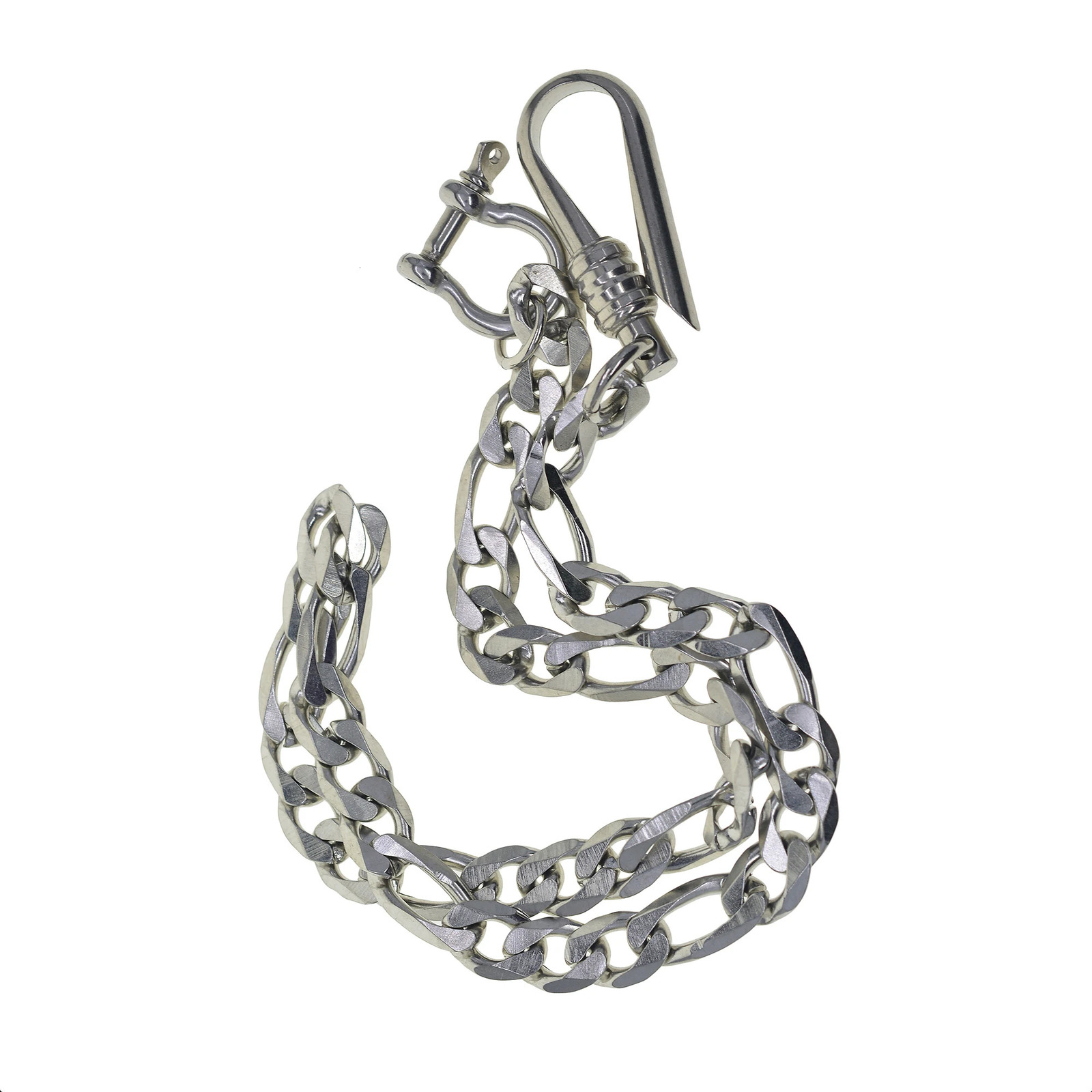 Stainless Steel Wallet Jean Trouser Bicycle Keychain D Coupling Simple U 6mm Wire Hook Extra Large Cuban Figaro Chain 250410