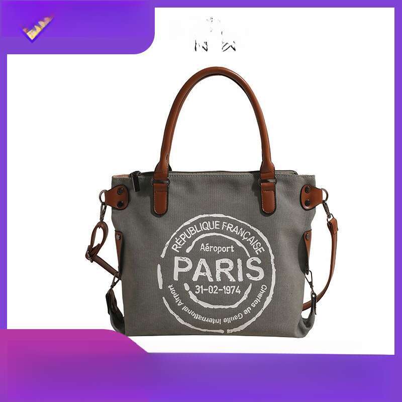 Lazy canvas casual large capacity women's commuting crossbody single shoulder letter tote bag, 2025 versatile temperament, new trendy clothing in