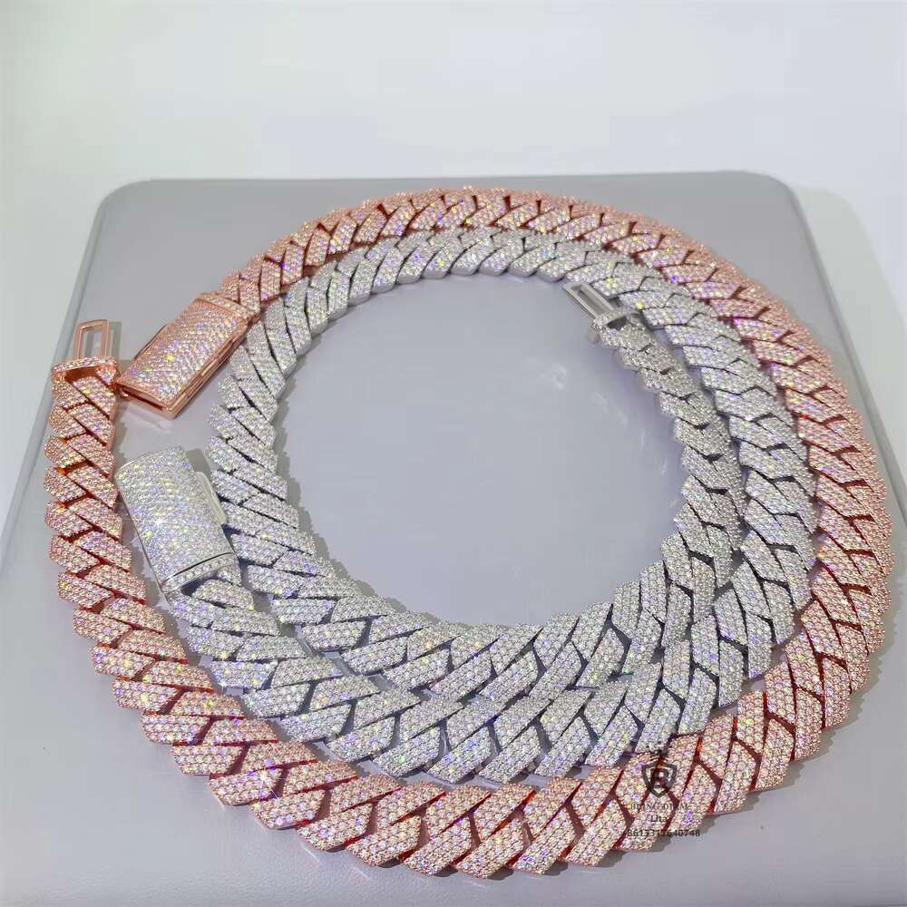 Luxury 15mm Cuban Link Chain S925 Fine Jewelry VVS Moissanite Diamond Necklace with Hip Hop Style From Miami