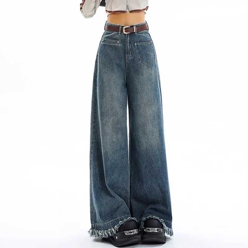 Woman High Waist Oversized Loose Jeans Female Vintage Baggy Wide Leg Pants Girls FashionLight Blue Retro Blue Denim Trousers C251110