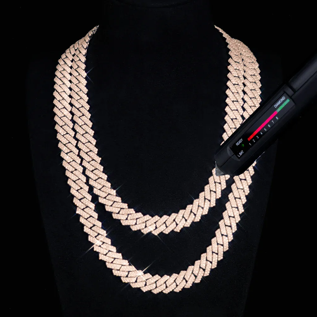 20mm Cuban k Chain Necklace for Men Rapper JewelryPass the testFashionHip Hop 5A+ CZ Stone Bg Iced Out