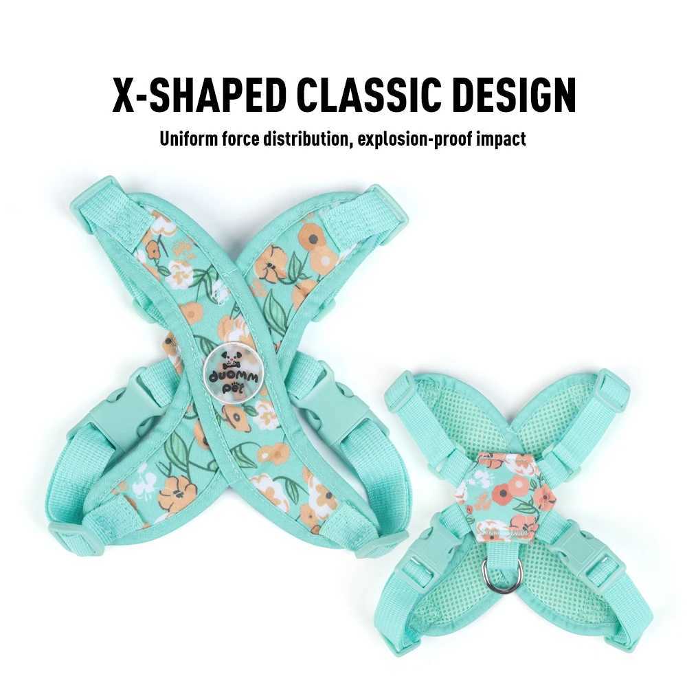 Small Dog Walking Harness Leash Schnauzer Pet X-Shaped Breathable Floral Escape-Proof Soft Lead Bichon Frise Dog Harness J251110