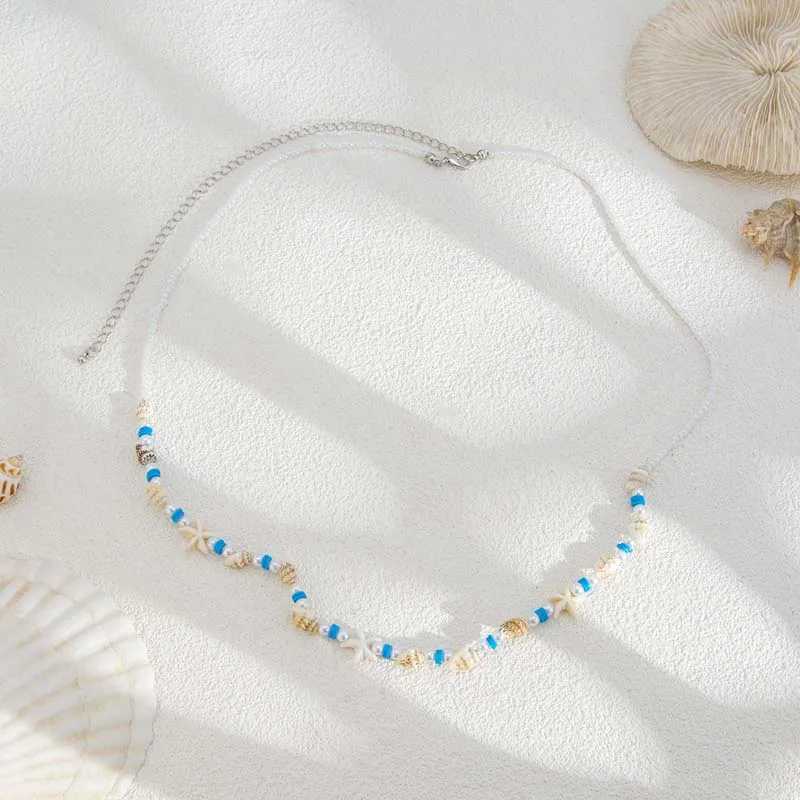 Fashionable pearl starfish conch tailcoat belt suitable for warm girls sexy acrylic R bead chain bikini beach jewelry accessories X250410