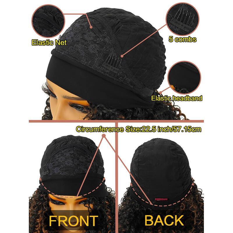 Especially Yours Wig Shoulder-Length Layers Natural Spiral Curls with Full, Bouncy Volume, Comfy Stretch Band/Runway Shades of Black Headband Kinky Cu