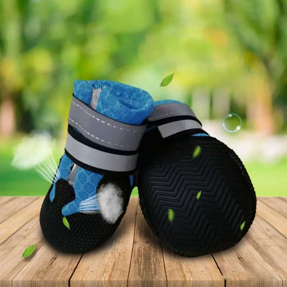 New Arrival 4 pieces/set of anti slip dog outdoor sports shoes breathable and wear-resistant dog anti slip rain boots reflective TPR/waterproof cloth 