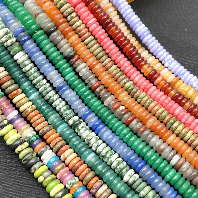 130pcs/lot Rondelle 2x4mm Natural Stone Amazonite Chalcedony Loose Spacer Beads for Jewelry Making DIY Earrings Bracelet Charms Accessories Over