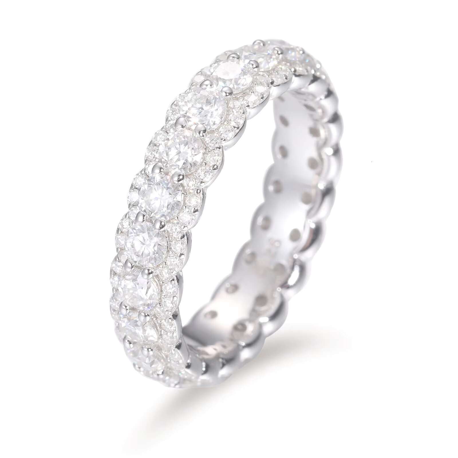 Luxurious 925 Sterling Silver Wedding Ring With Moissanite Diamonds Classically Vintage Style Brilliant Cut