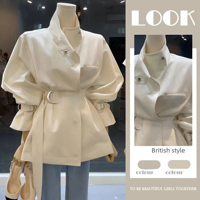 Fashion weight loss coarse woolen style jacket for women in spring fashion n feeling waist fit groove trend 250410