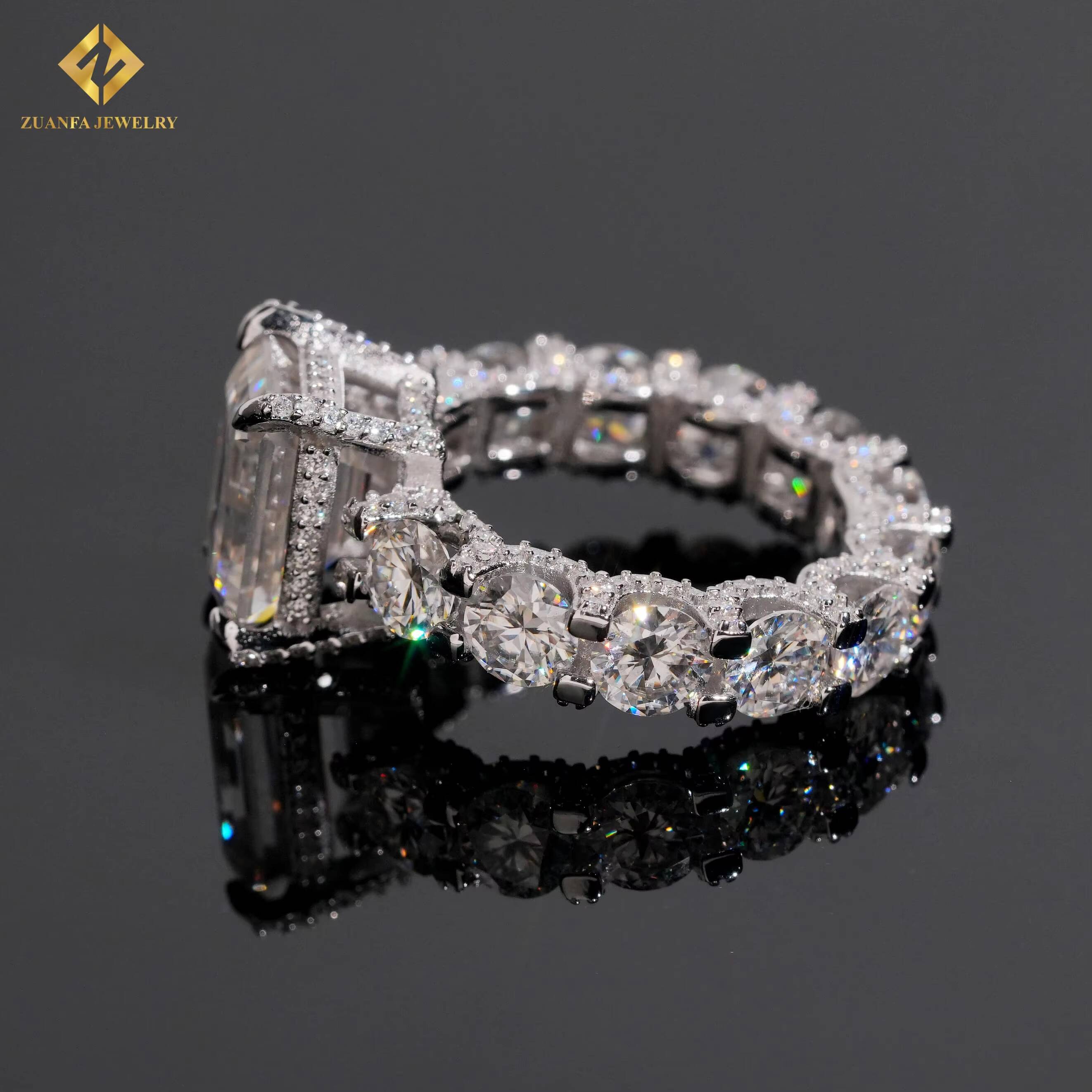 925 Sterling Silver Hip Hop Jewelry Fine Jewelry Emerald Cut 5ct Vvs Diamond Moissanite Custom Iced Out Ring