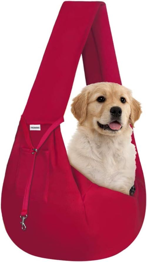 FDJASGY Small Pet Strap Strap - Hands free Double sided Pet Dog Bag Handbag with Pocket Safety Belt for Dog and Cat Outdoor Travel (Red)
