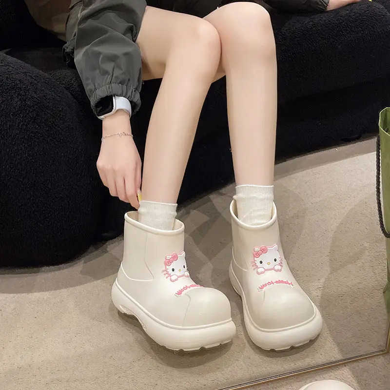 Sanrio Kawaii Hello Kitty Student Cartoon Cute Comfortable Rain Boots Waterproof Non Slip Boots Birthday Gift for Kids H251110
