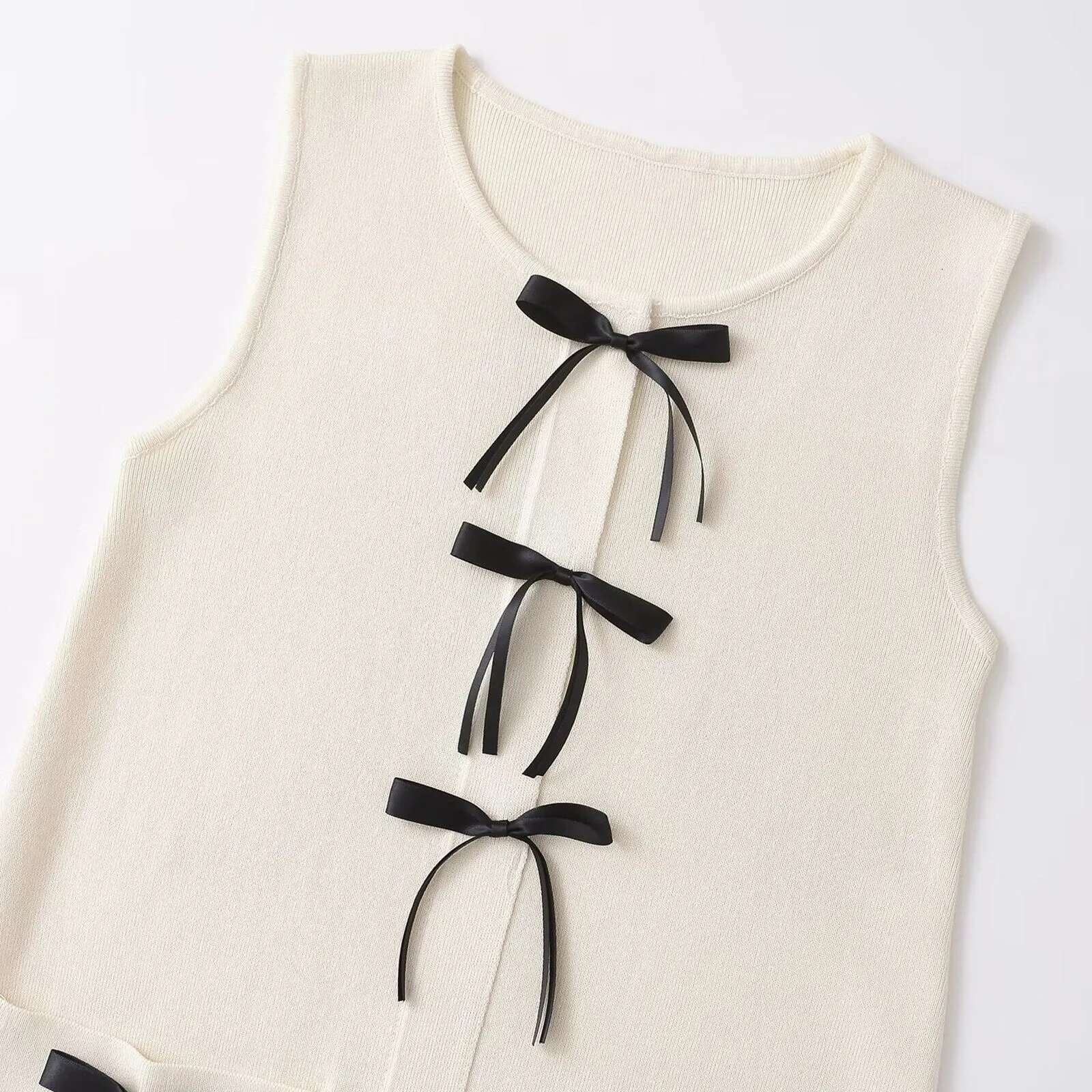 Dongdumaoyi Solid Bow Sleeveless Women Dresses O Neck A E Lady Dress Summer Elegant Beach Loose Holiday Knitted Female Vestidos