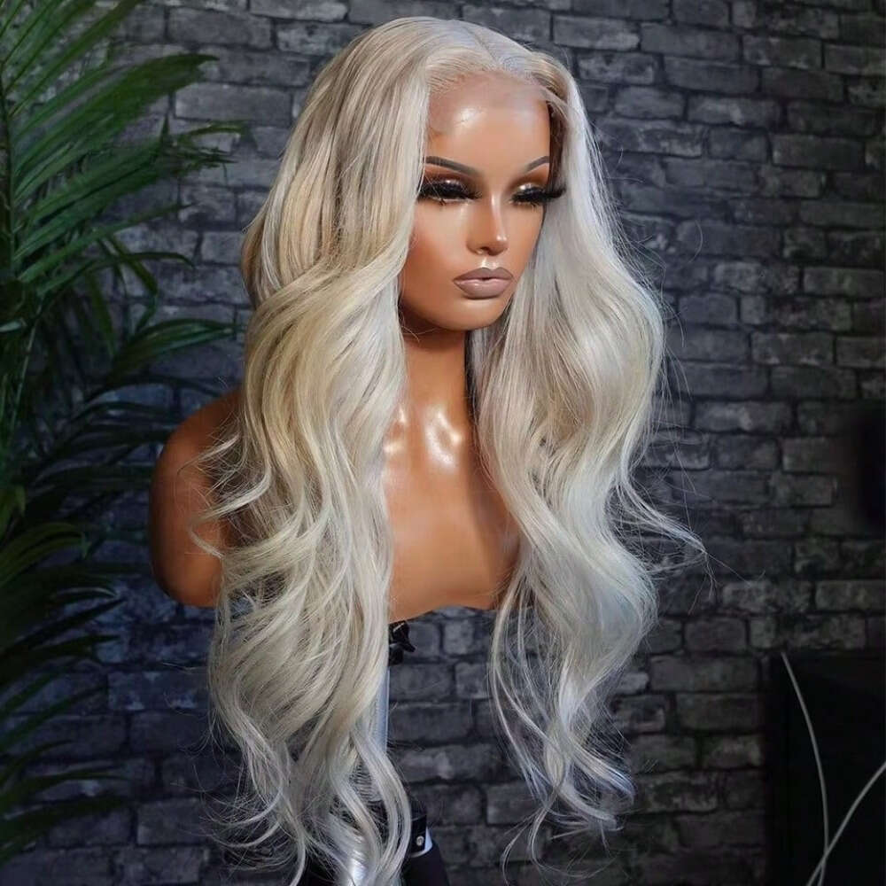 13X4 Platinum Transparent Colored Frontal With Baby 40 Inch 200% Density Body Wave Blonde Human Hair Lace Front Wig For Women