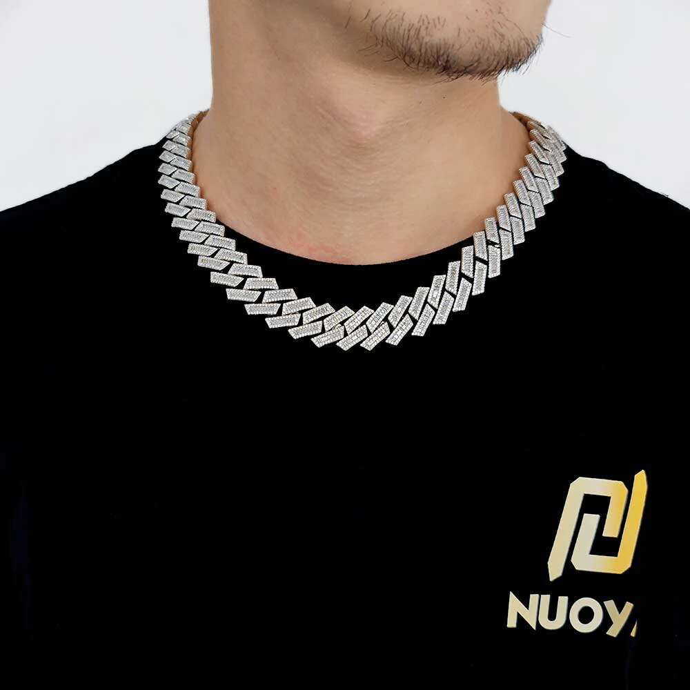 18mm Width Cuban Chain Prong Mixed Inlay CZ Cubic Zircon Plated Luxury Men Necklace Bling Full Iced Out Hiphop Jewelry 7-24