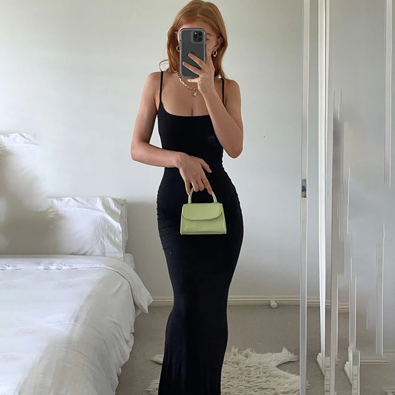 Elegant Bodycon Maxi Dress Womens Summer Sleeveless Backless Sexy Dress Party Club Sun Dress Black Birthday Dress 250409