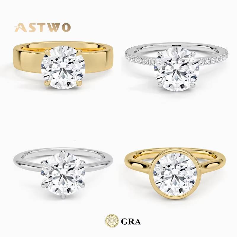 Real Gold Moissanite Ring 18K 14K Vvs Moissanite Diamond Engagement Ring Solid Gold Moissanite Ring