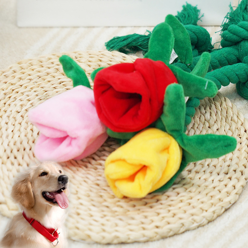 Plush Soft Fake Rose Flowers for Cats & Dogs - Perfect Pet Gifts for Valentine's Day and Weddings