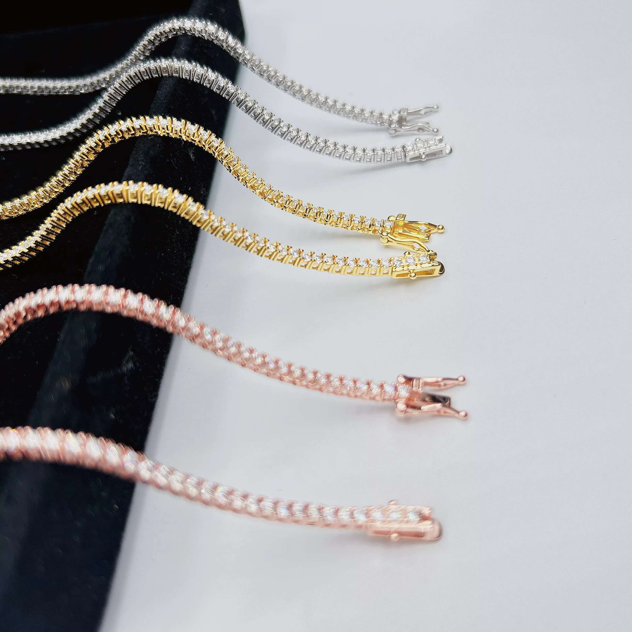 Hot Selling Trendy 2022 Moissanite Silver 2MM Tennis Chain Mens Womens Hiphop Jewelry Tennis Chain