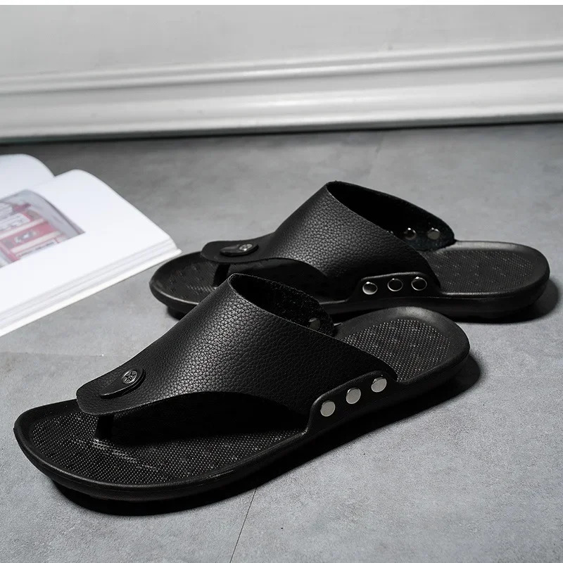 YRZL Mens Summer Flip Top Non slip Comfortable Beach Sandals Mens Lightweight EVA Slippers Mens Shoes 250408