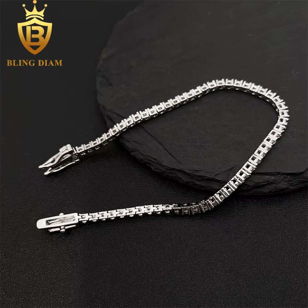 2mm-6.5mm Gold Plated Hip Hop Jewelry 925 Sterling Silver Vvs Moissanite Diamond Tennis Chains Bracelet Necklace