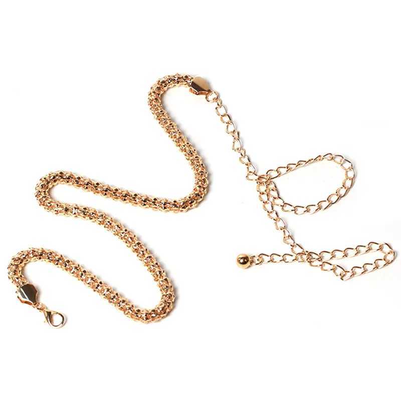 Warm chain elastic belt elegant waistband metal design with luxurious diamond Fem thin waistband Ceinture Femme X250410