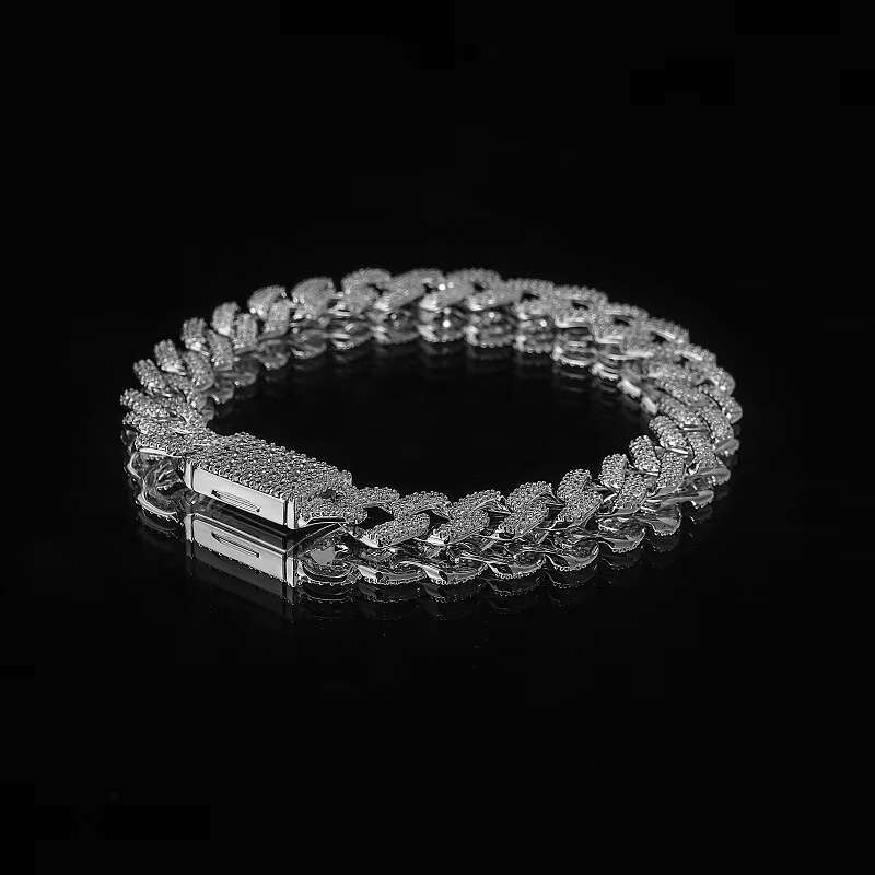 Adjustable size men's and women's hip hop style 10mm thick Cuban chain with zircon wedding gift fashionable brass bracelet