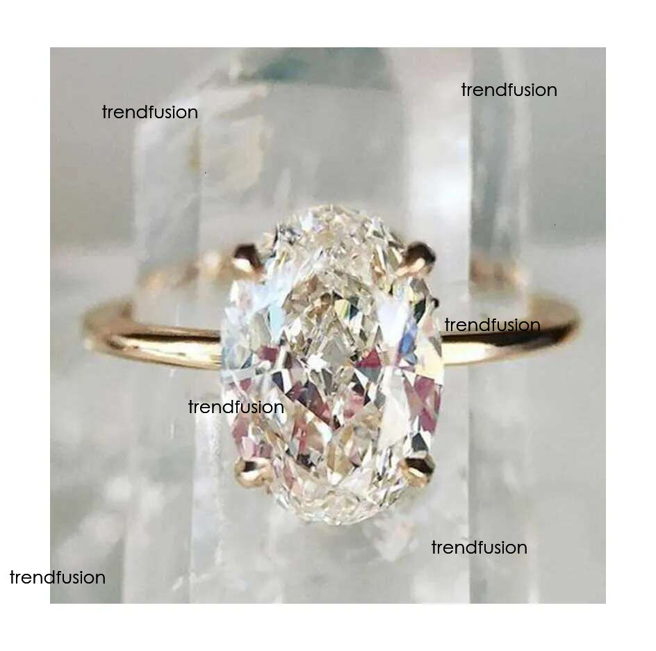 Top quality Oval Crystal Cubic Mosan Dia CZ Ring Shiny Gold Color Engagement moissanite Rings for Women Wedding tail Party Gift Fashion Jewelry Z0327