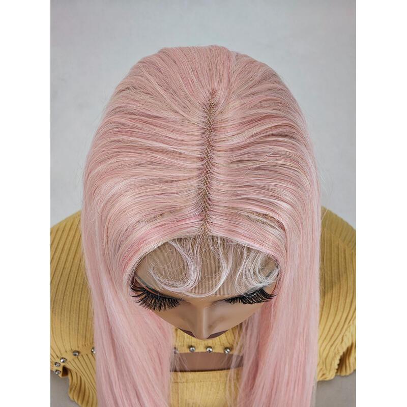 36 inch Long Pink Wigs for Black Women Glueless Synthetic Lace Front Pre Plucked Heat Resistant Wig with Natural Haire ddmyfriend