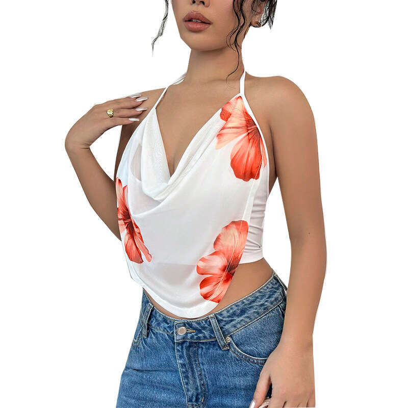 Rui Chuo Cross-Border Amazon Foreign Trade European and American Tops 2025 Summer Vacation Style Camisole Halter Sexy Hot Girl