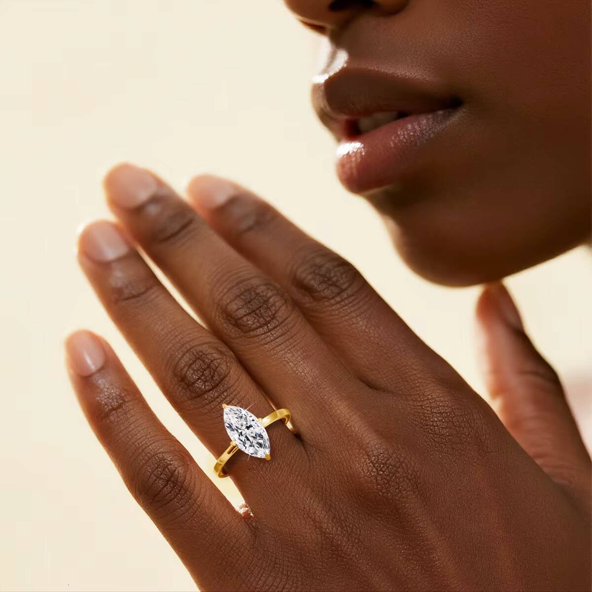 Fine Gemstone 925 Sterling Silver Diamond Engagment Wedding Jewelry Women Marquise Moissanite Ring