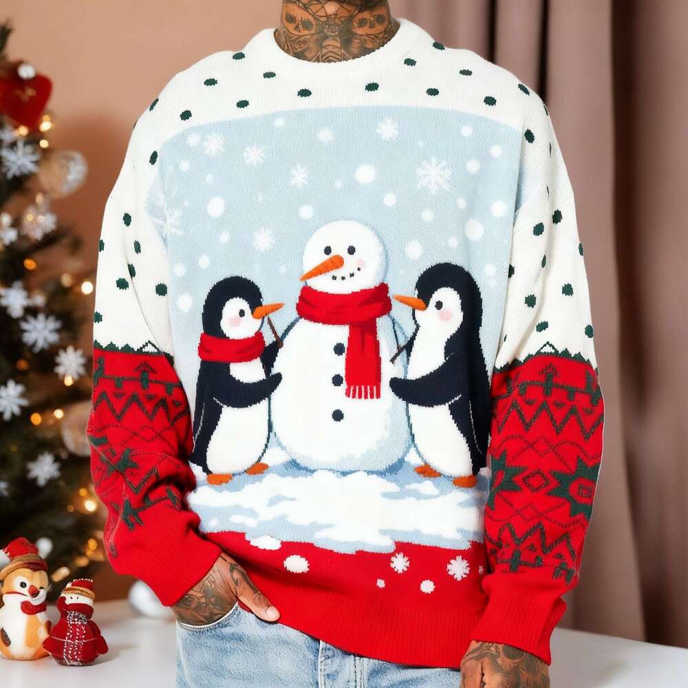 New European and American Cross-Border Christmas Elements Digital 3D Print Men's Crew Neck Casual Fashion Sports Sweatshirt